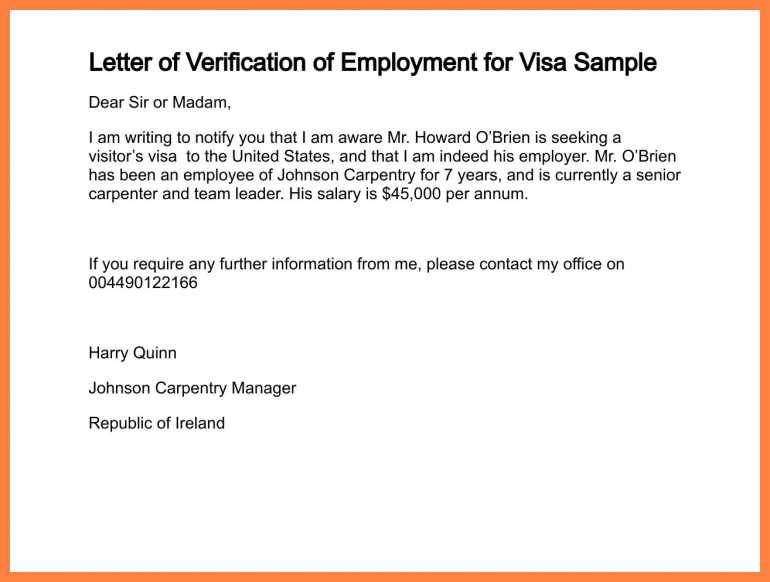 employment letter for uk visa template