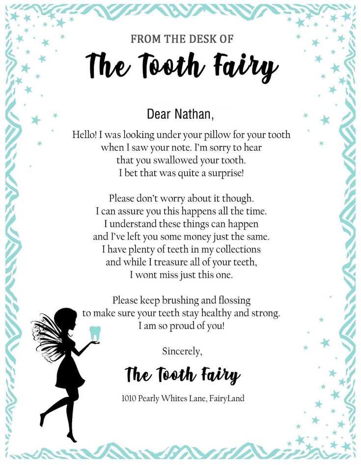 template letter from tooth fairy