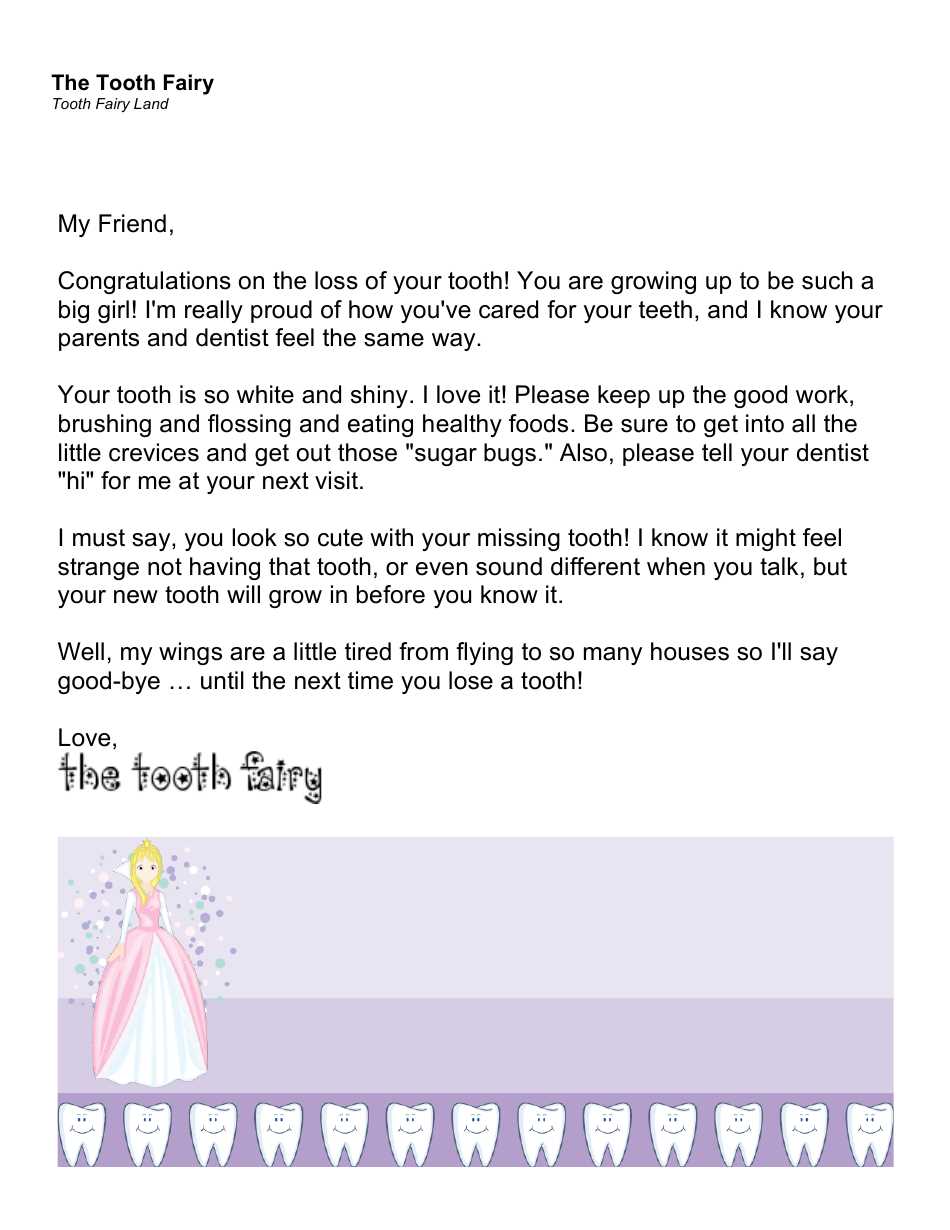 template letter from tooth fairy