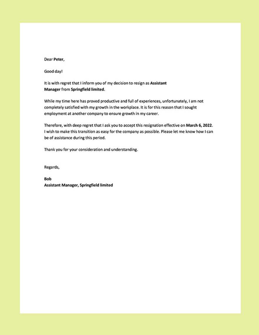 resignation letter template better opportunity