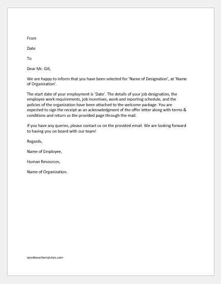 non exempt offer letter template