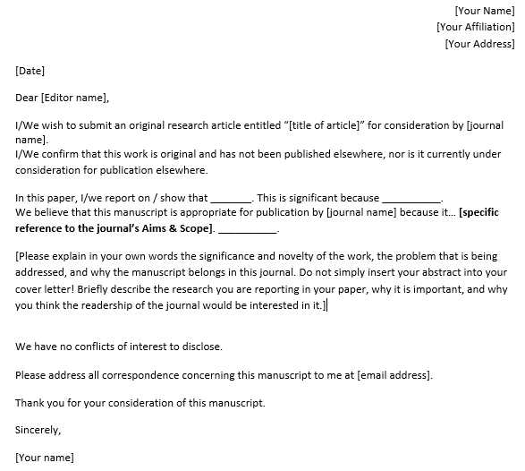 journal cover letter template word