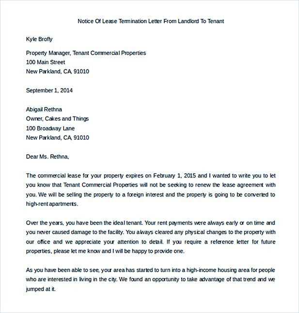 landlord letter to tenant template