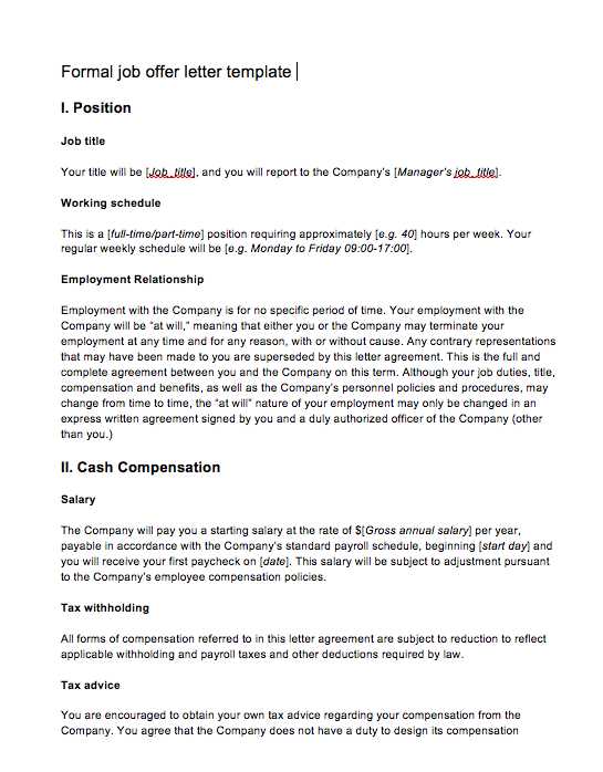 compensation offer letter template