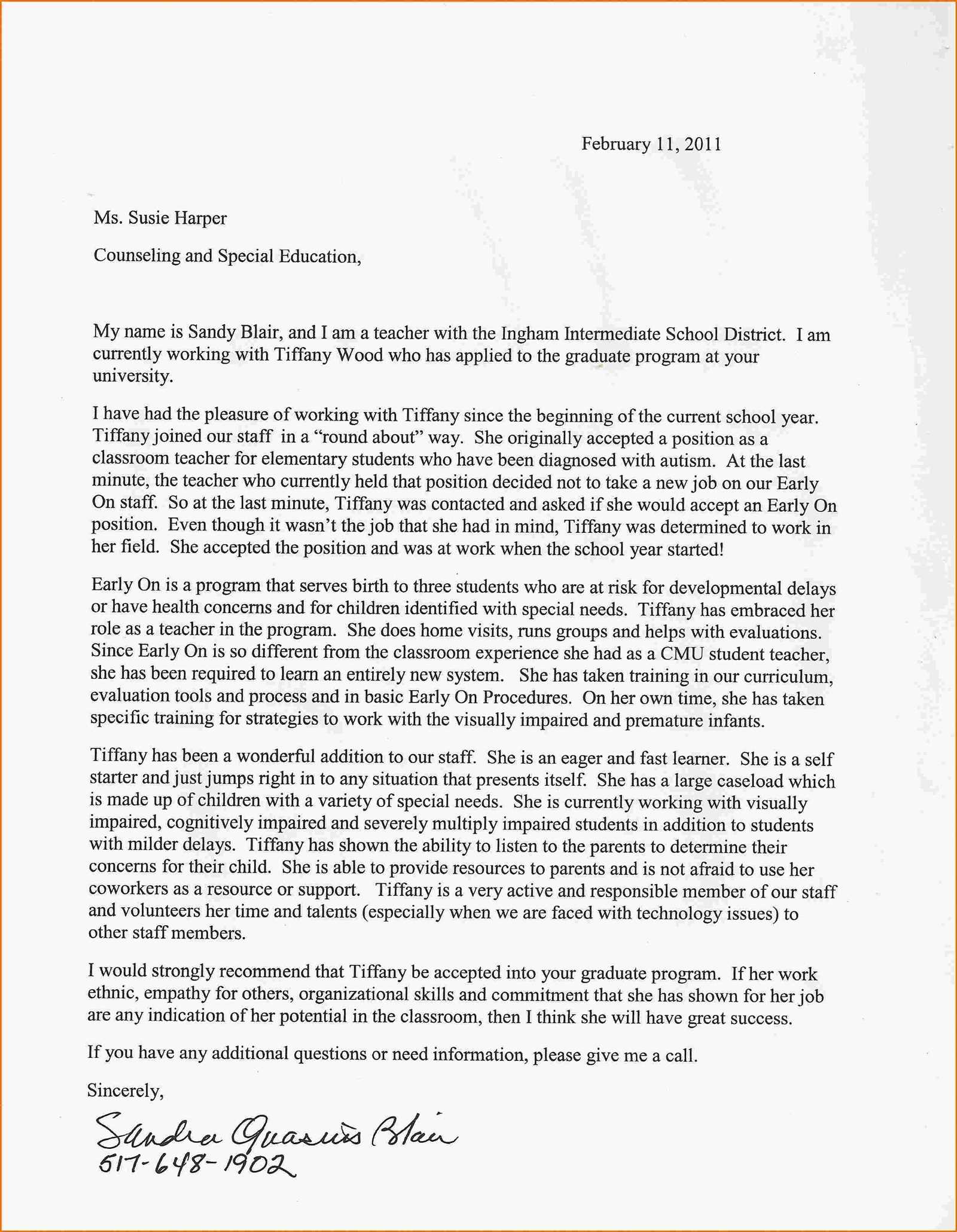 recommendation letter template for graduate school