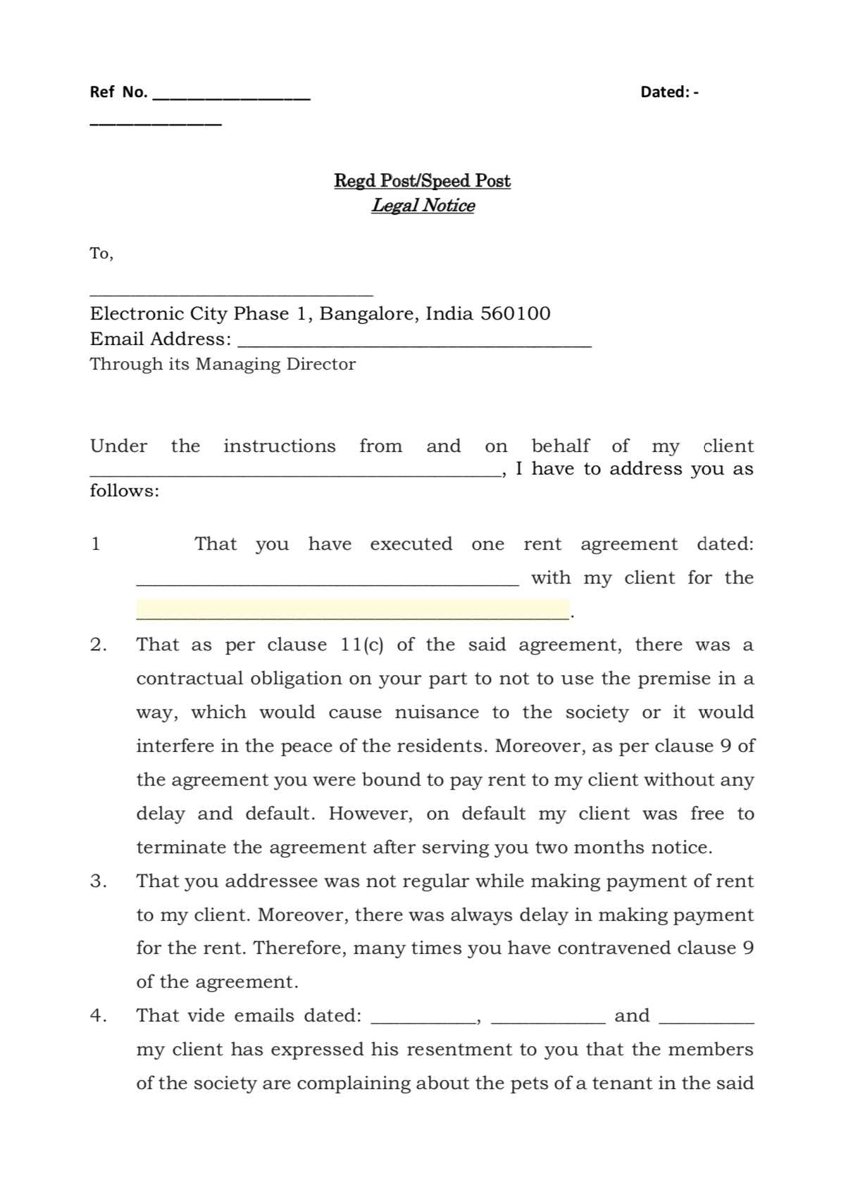 rental arrears letter template