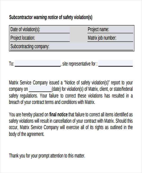 letter subcontract template