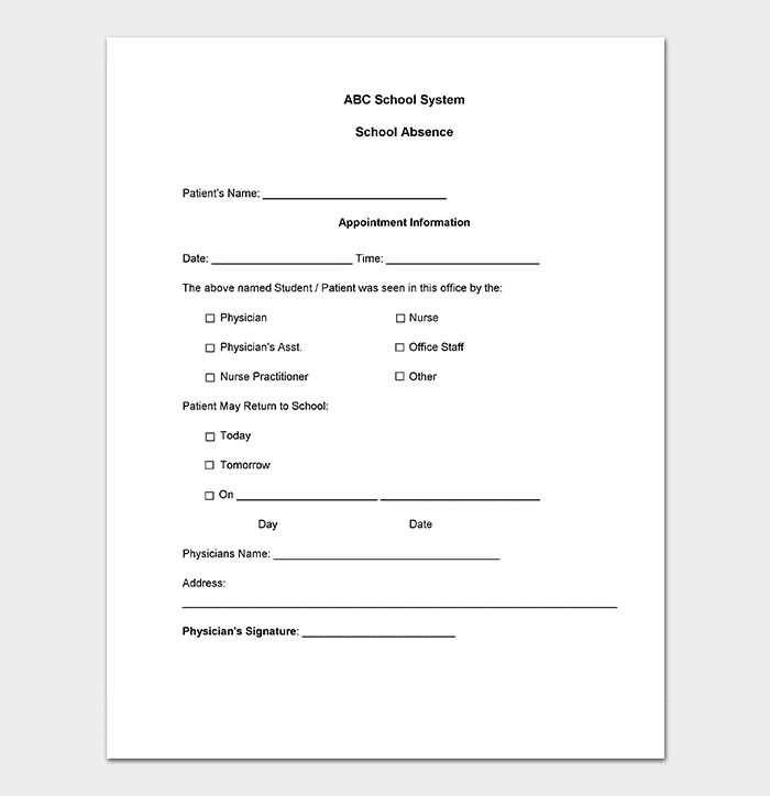 fake hospital appointment letter template