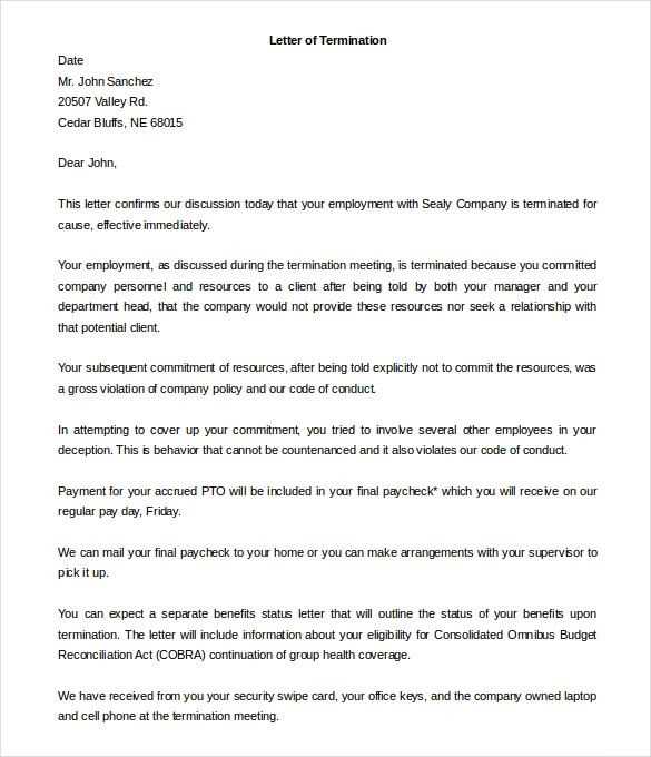 termination letter without cause ontario template