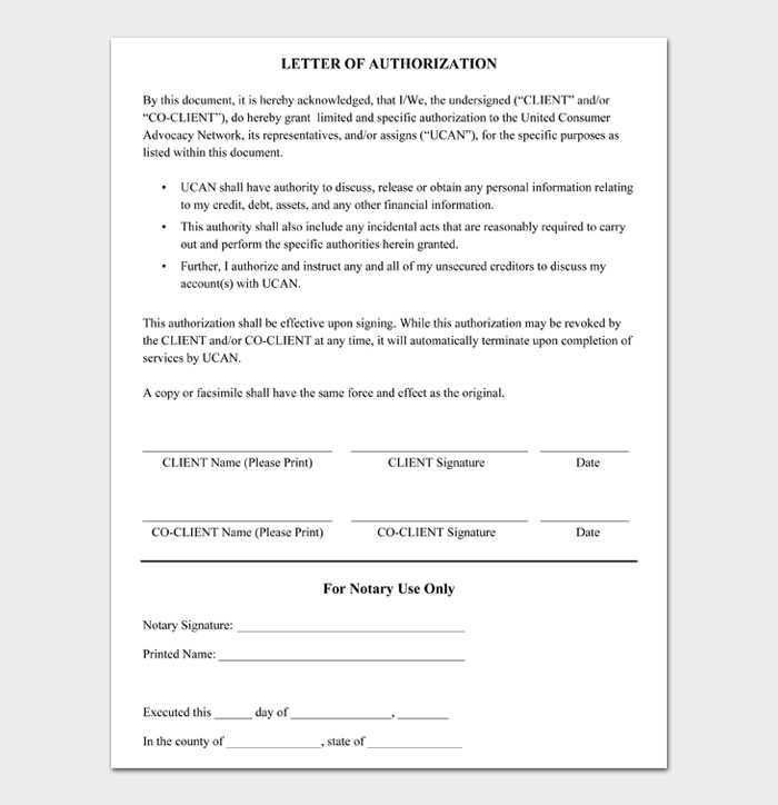 letter of authorization with notary template