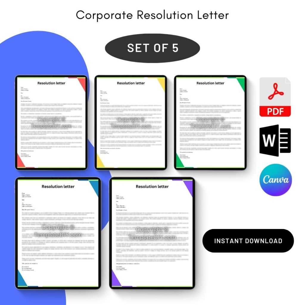 corporate resolution letter template