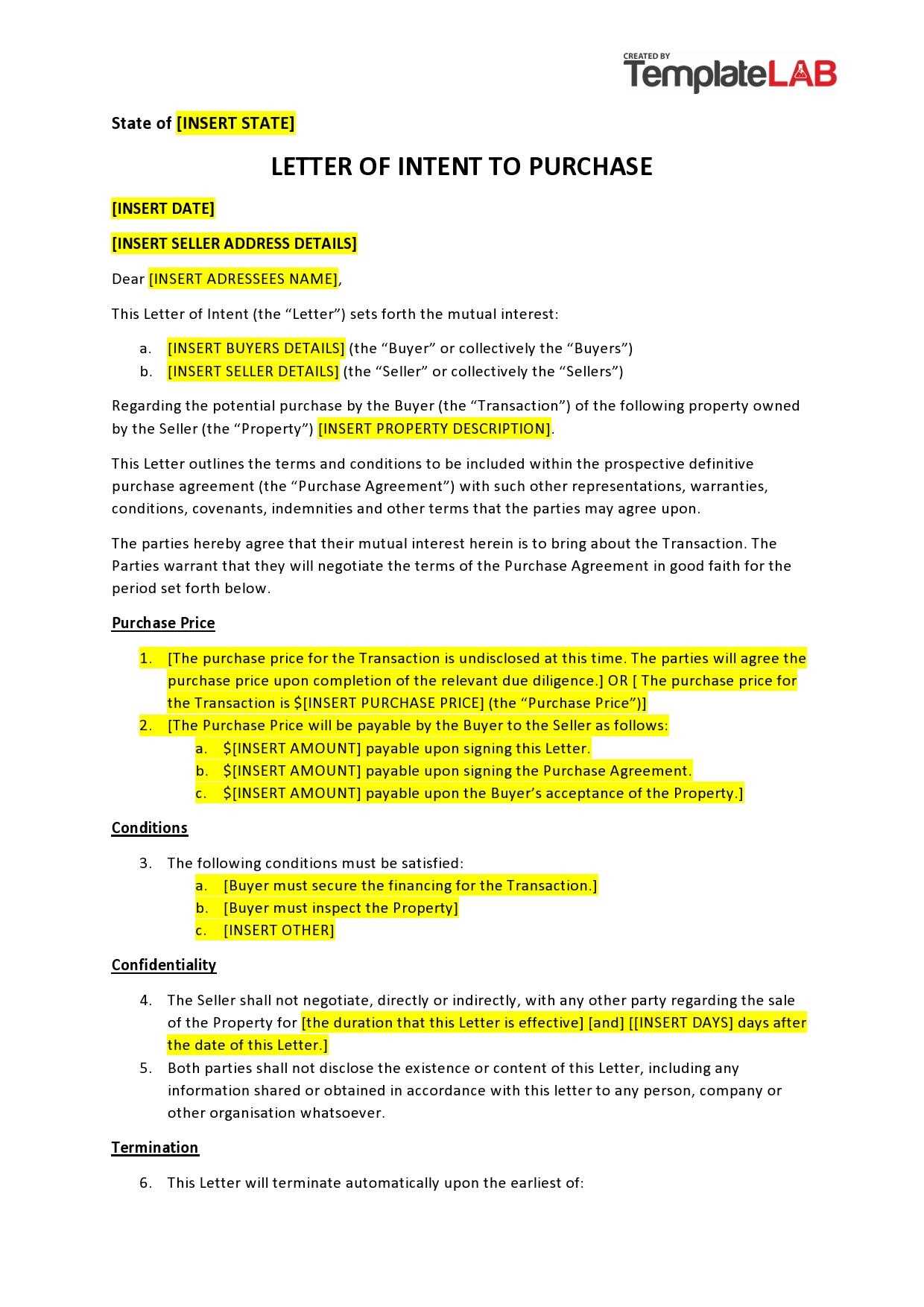 letter of intent to marry template