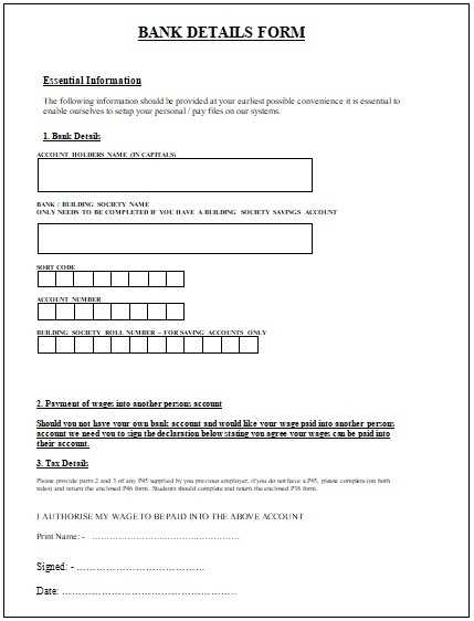 bank details letter template