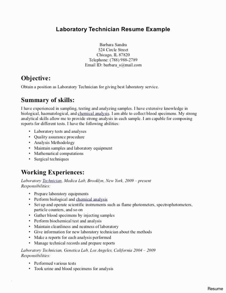 cover letter template lab technician