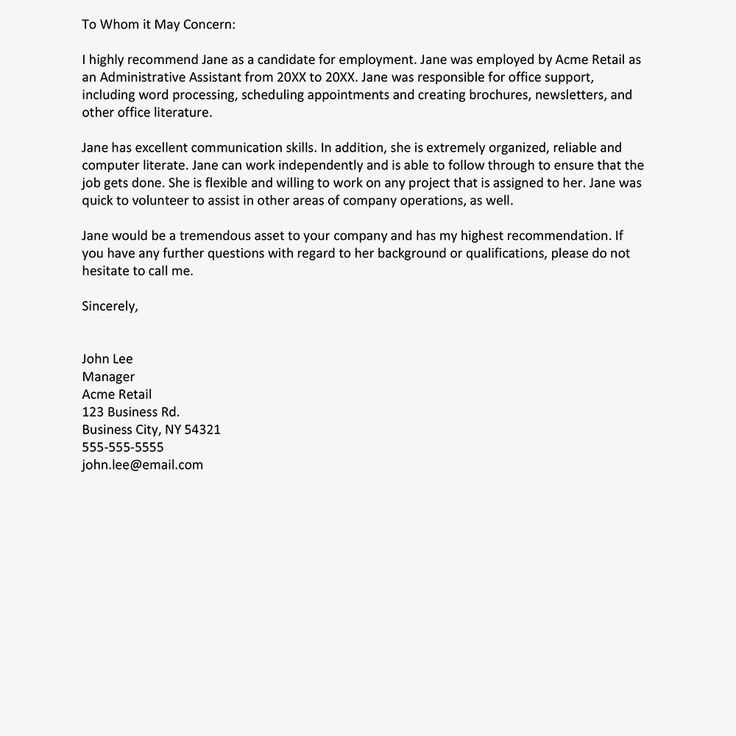 word reference letter template