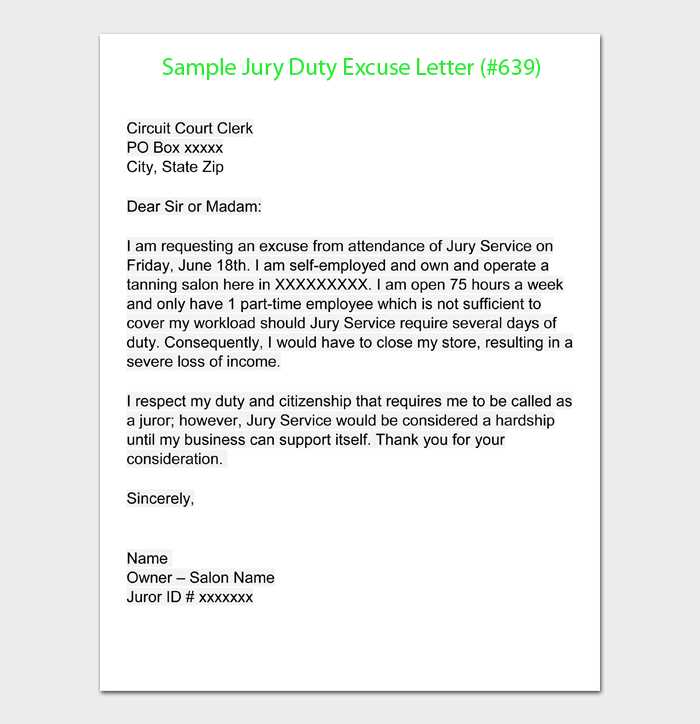 excuse from jury duty letter from doctor template