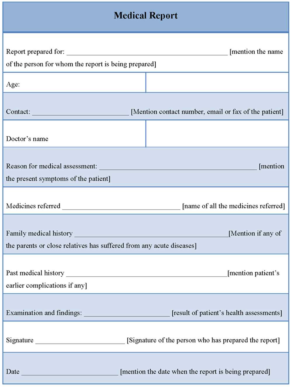 medical report template letter