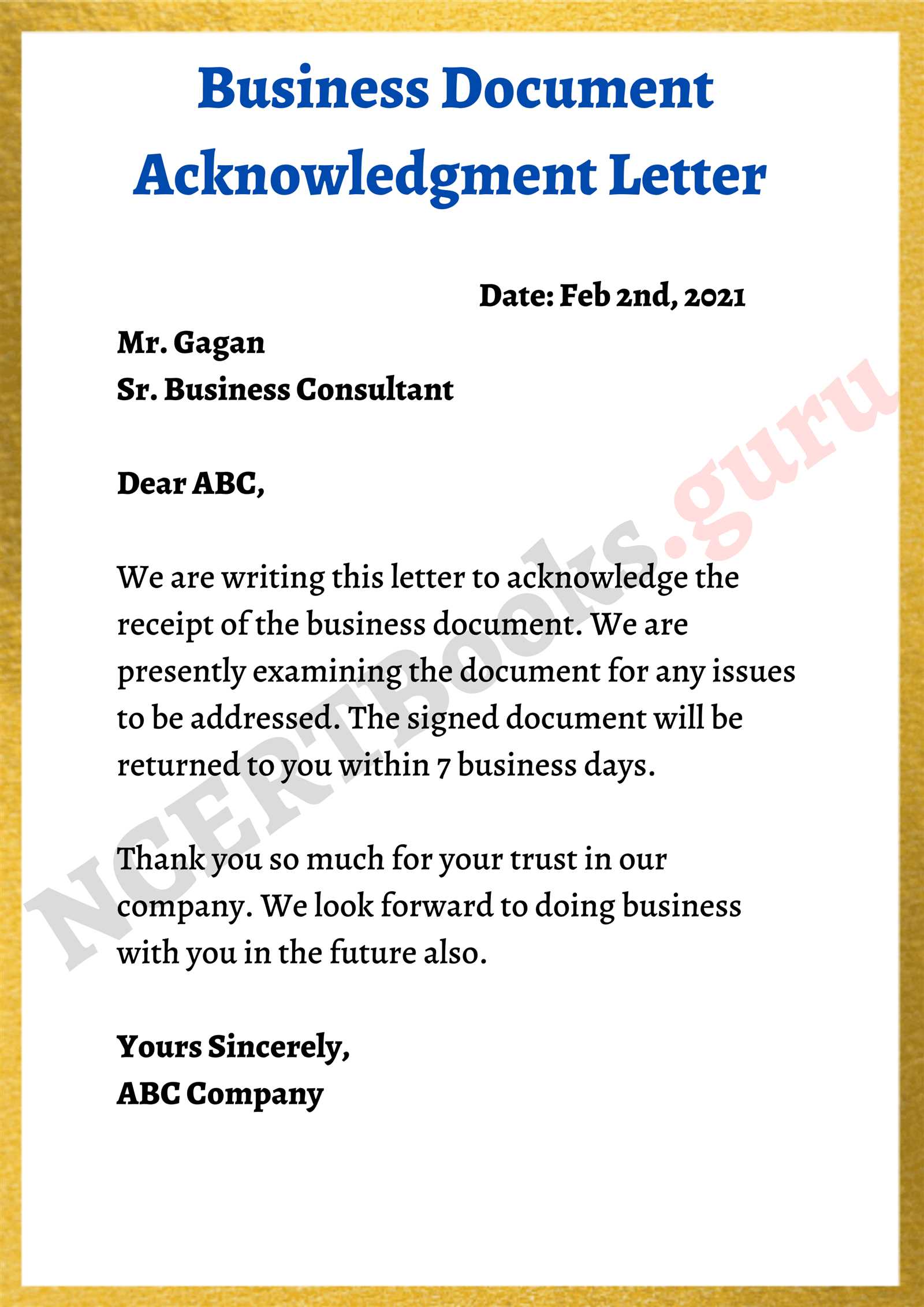 document acknowledgement of letter received template