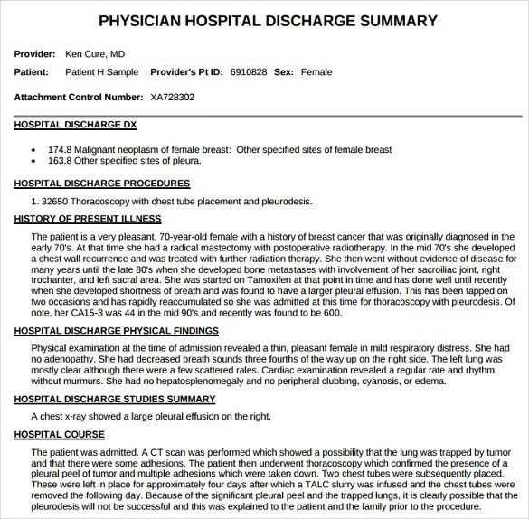 medical discharge letter template