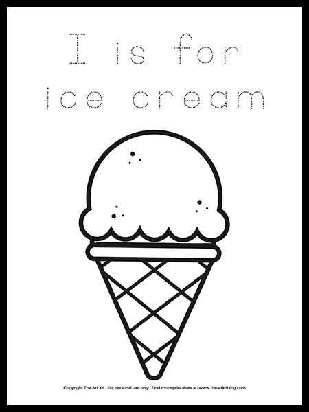 letter i ice cream craft template