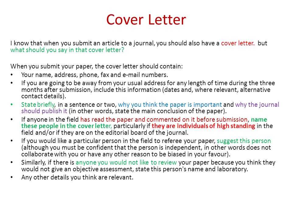 cover letter template for article submission