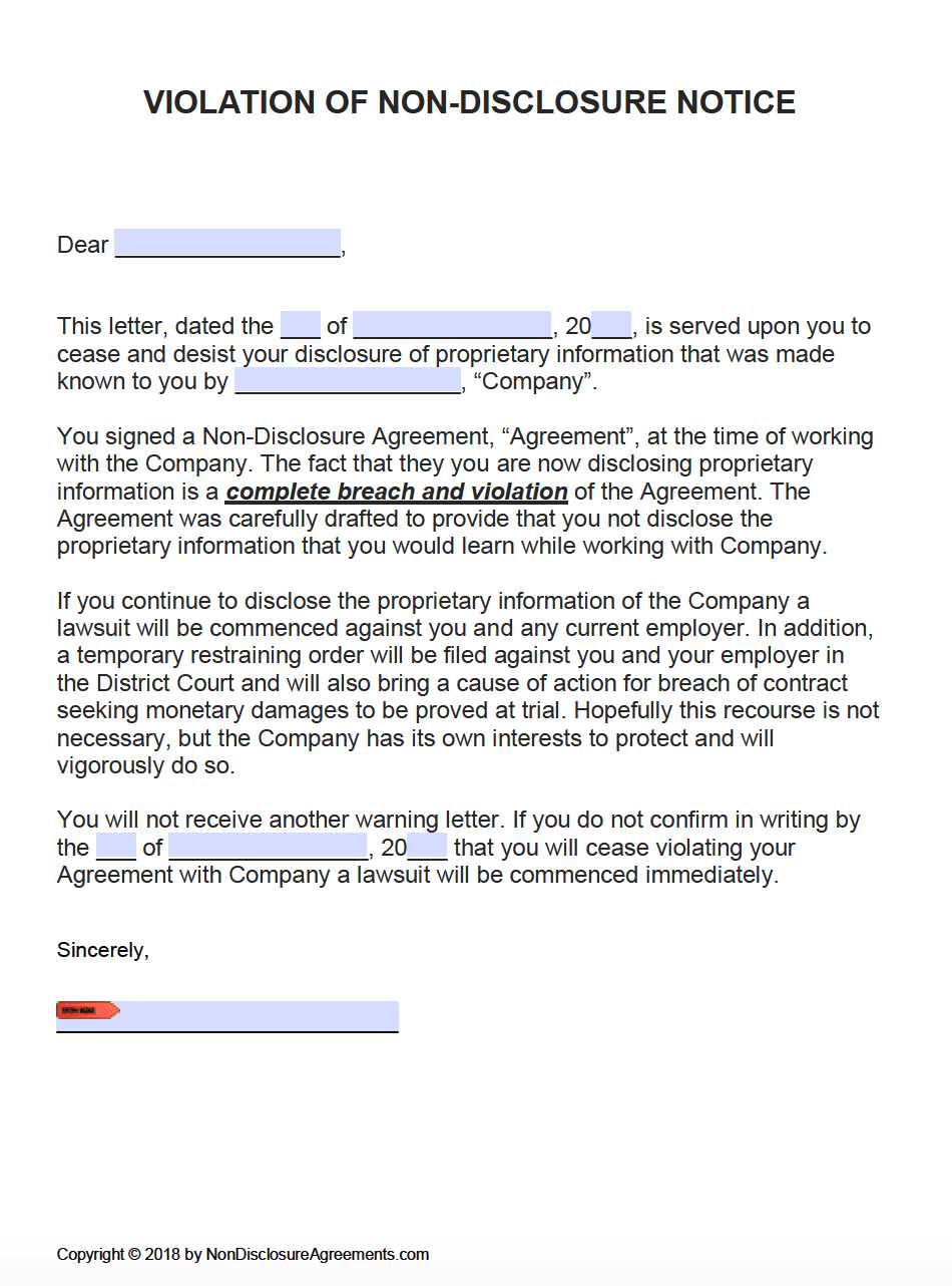 violation tenant warning letter template