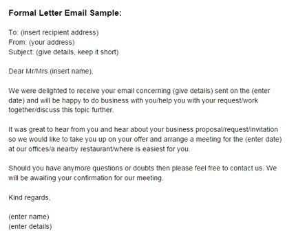 email letter format template