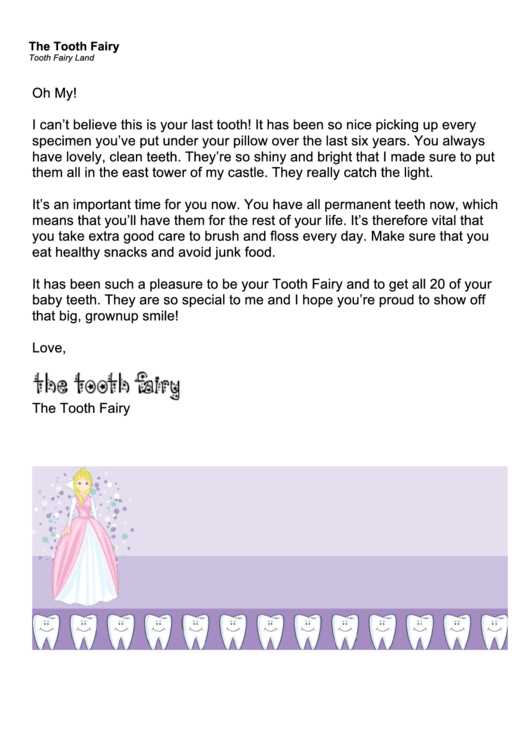 tooth fairy letter template free download