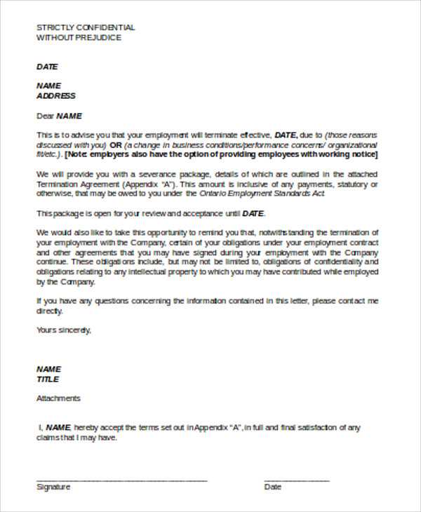 template termination of contract letter