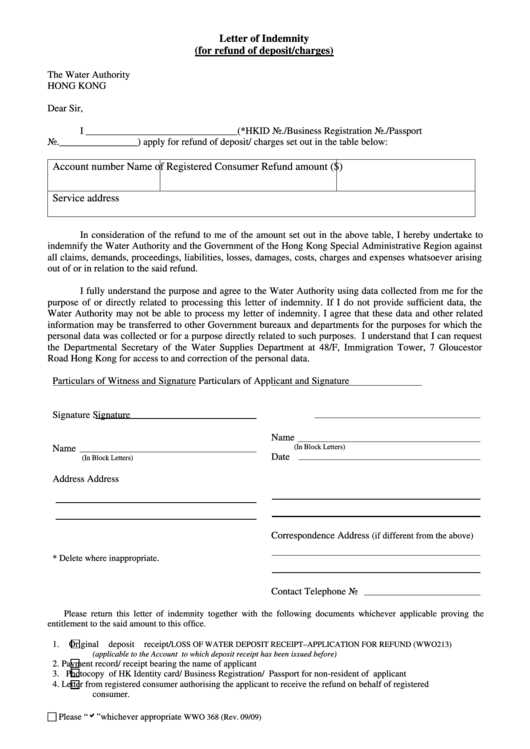 letter of indemnity template free