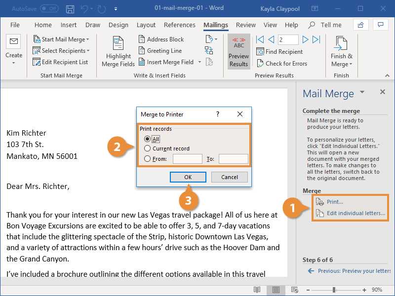 mail merge from excel to word letter template