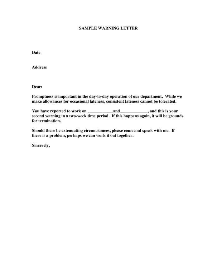 warning letter template for absenteeism