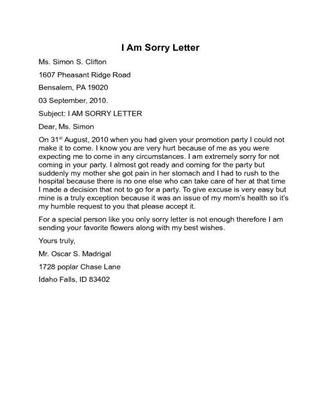 im sorry letter template