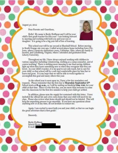 meet the teacher letter to parents template free