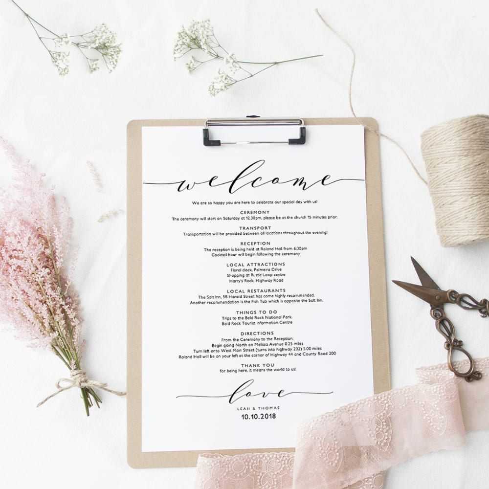 wedding welcome letter template word