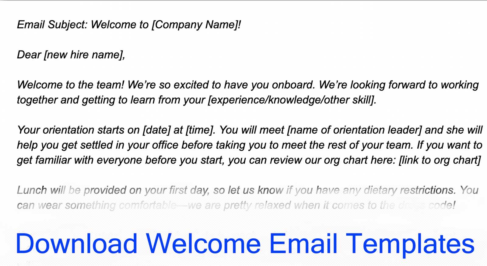 welcome letter template for new employee