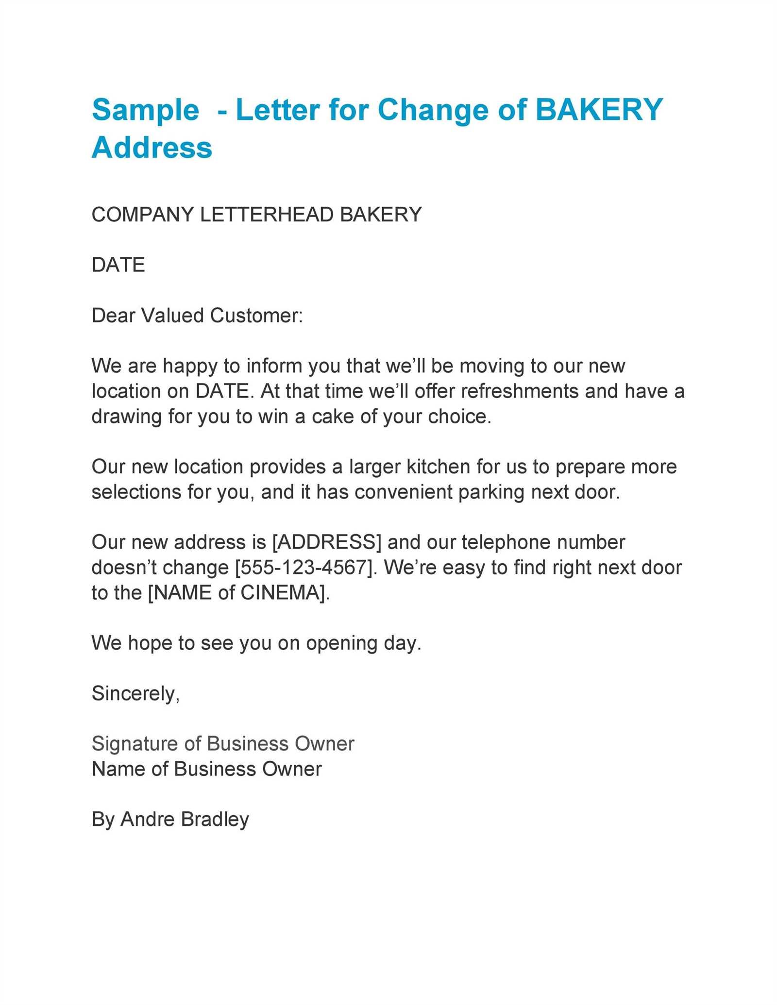 change of address letter to customers template