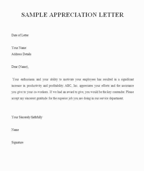 appreciation letter template word