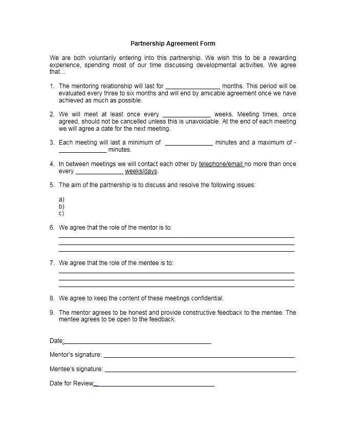 partnership agreement letter template