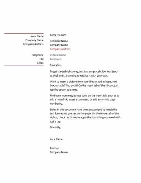 word business letter template download