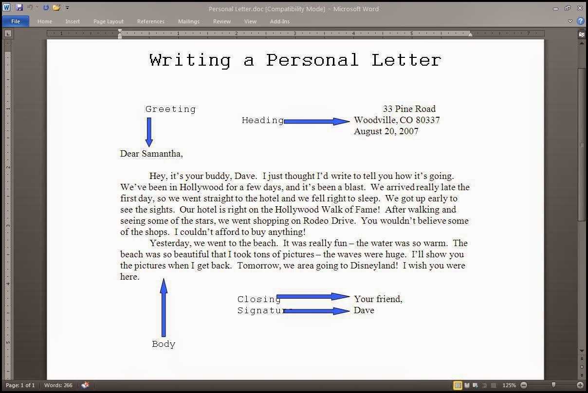 word personal letter template