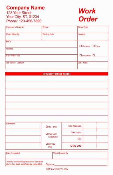 work order letter template