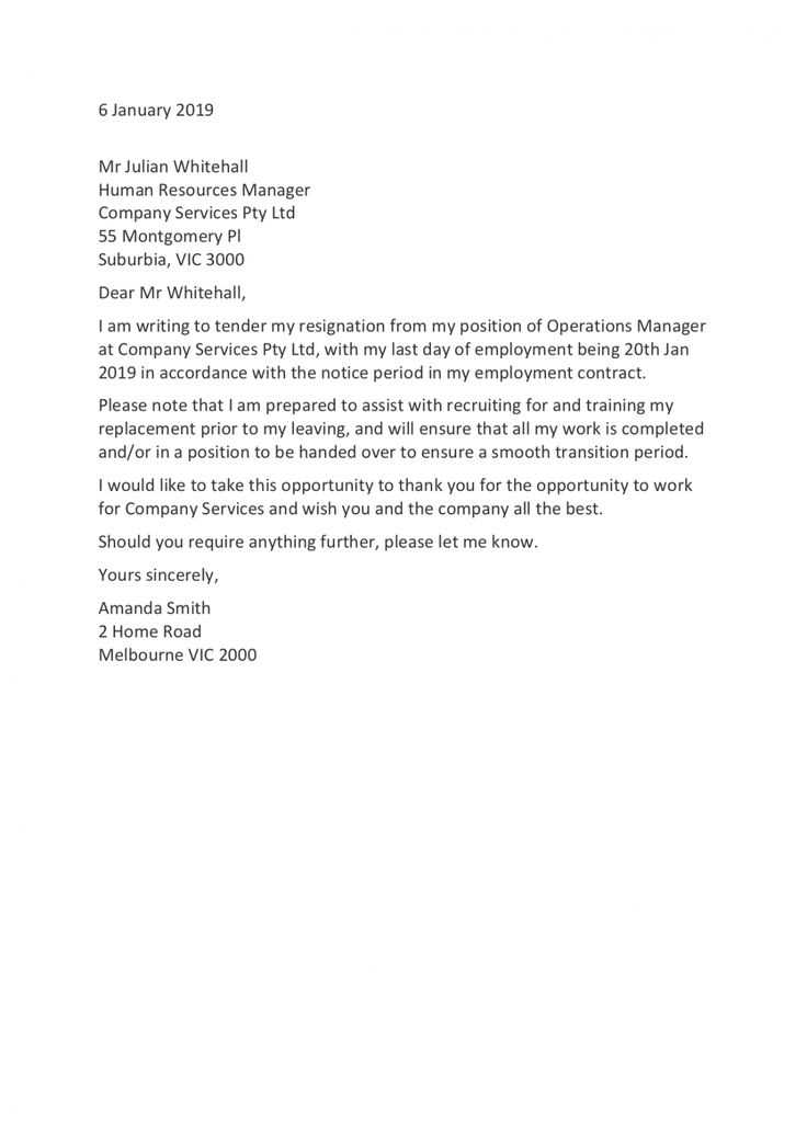 work resignation letter template