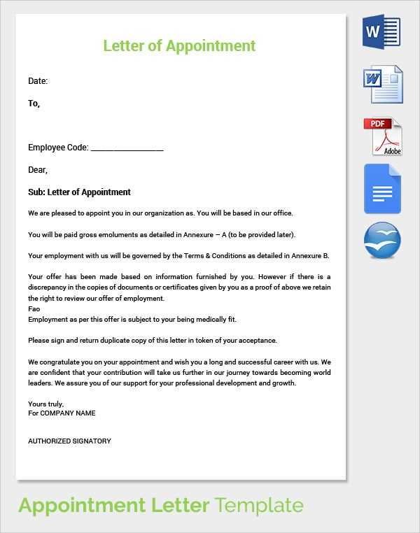 appointee letter template