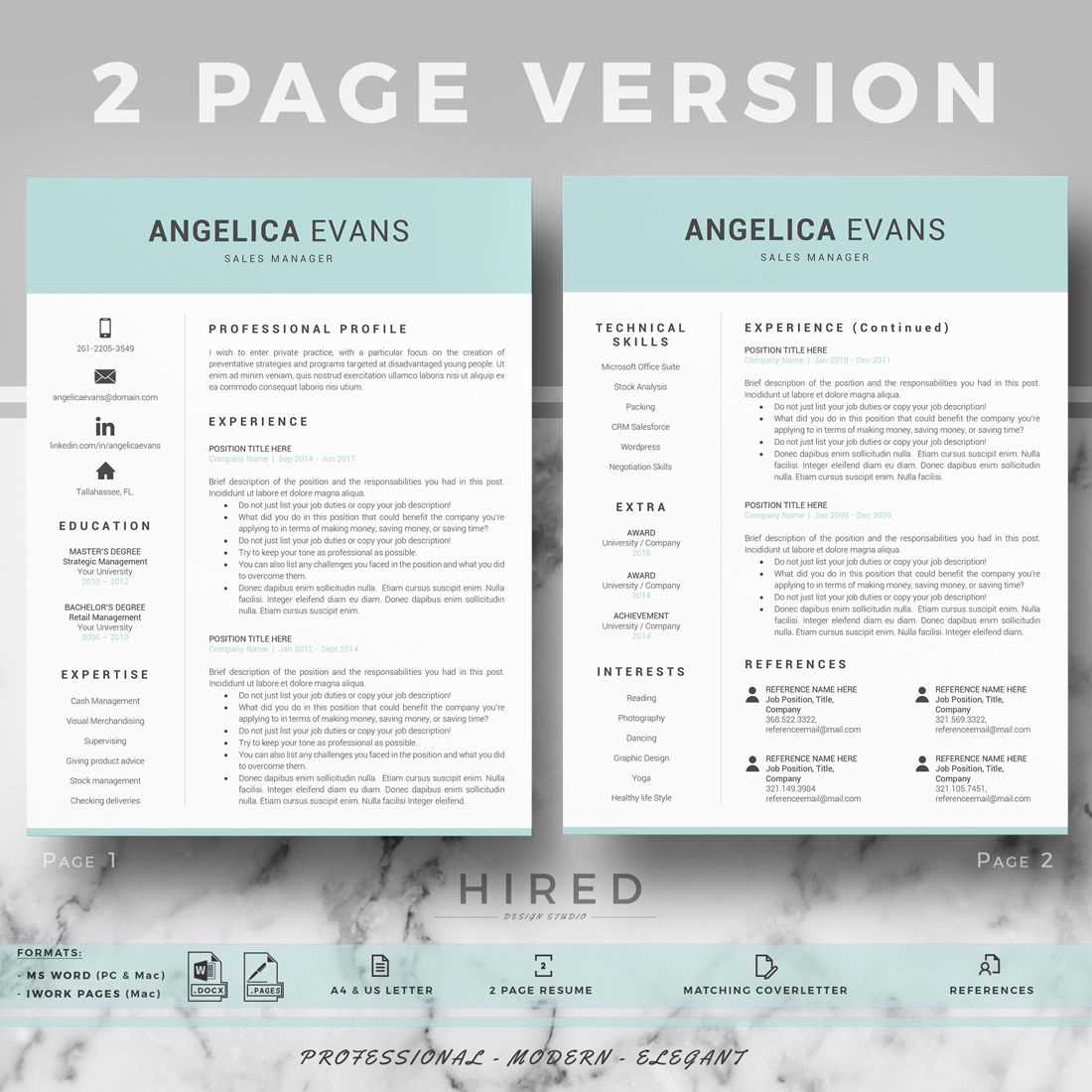 matching resume and cover letter templates