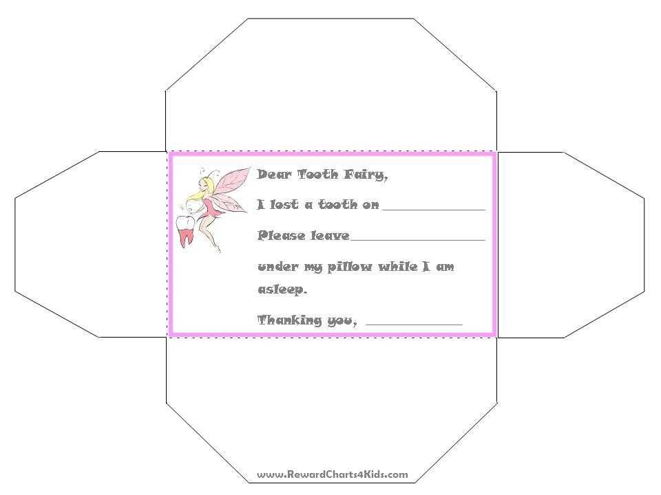 template free miniature free printable tooth fairy letter and envelope