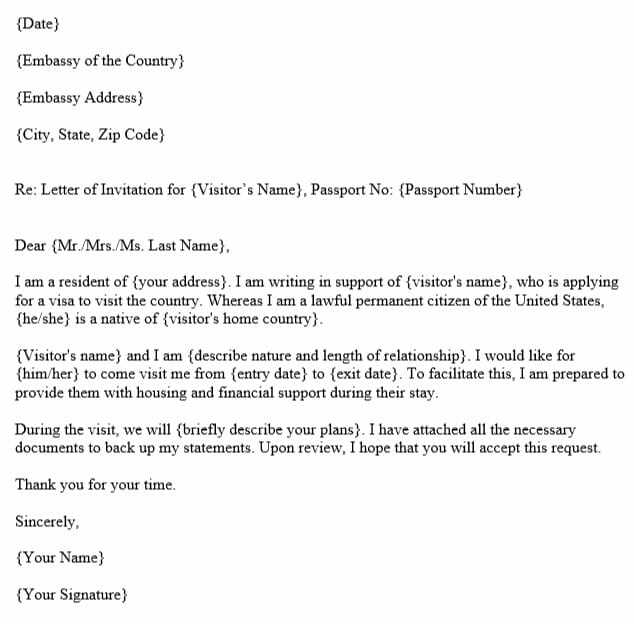 visa support letter template