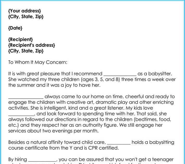 childcare letter template