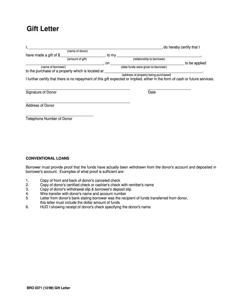 td bank gift letter template