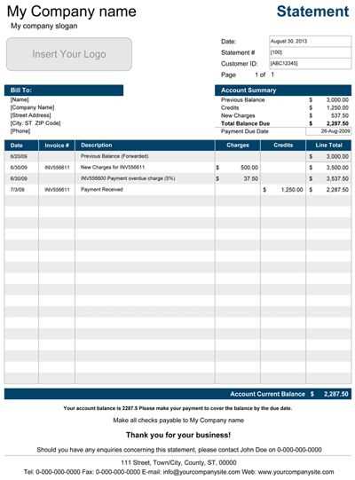 billing statement letter template